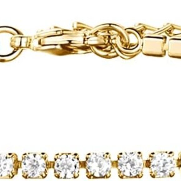 14K Gold Plated Tennis Anklet 9 Inch Link Chain Womens Jewelry Elegant - Picture 1 of 5